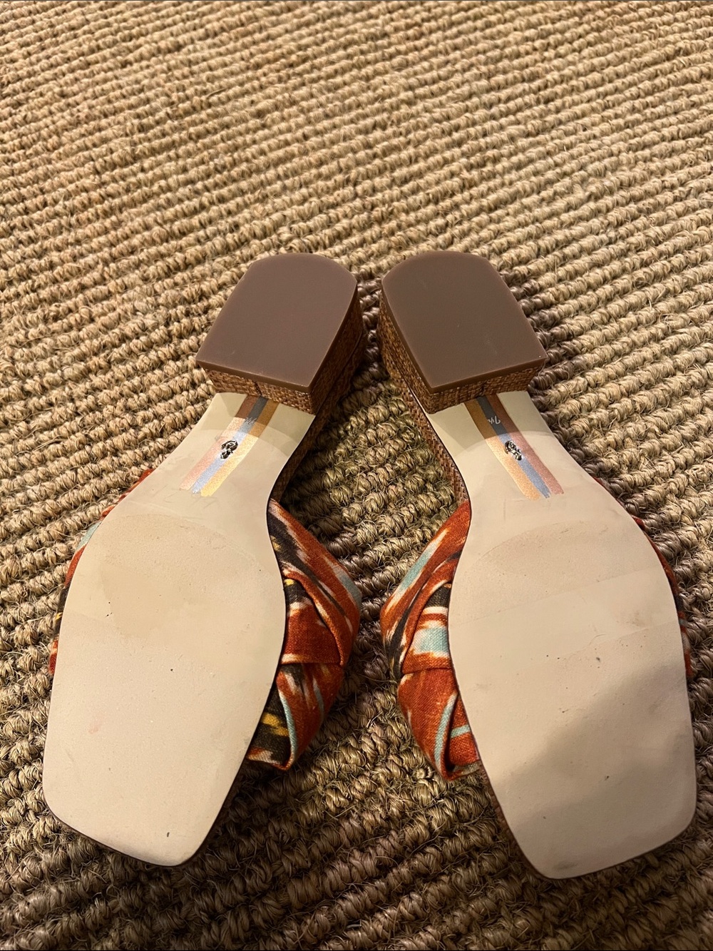 Sam Edelman Dawson Sunset Orange Multi Block Heel Slip On Size 7.5 NWOB - Picture 5 of 7